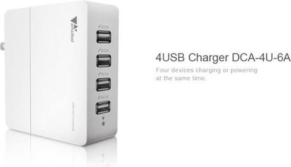 Aukey AMZDEAL DCA-4U-6A, 4 poorts USB-wandlader, USB-laadstation Compatibel met Samsung Galaxy , iPhone , iPad Pro / Air, LG, Nexus, Android-smartphone en meer