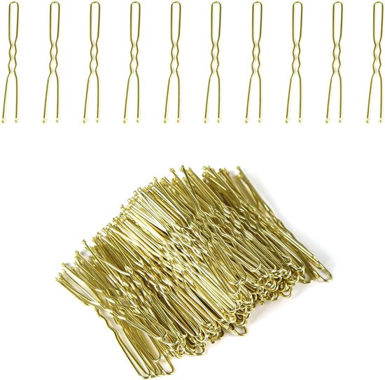 200 stuks haarspelden, 6 cm U-vormige haarspelden, goud, bobby pins voor vrouwen, dames, meisjes, kinderen, haarspeld, onzichtbare golvende haargreep, haarclip, haaraccessoires (goud)