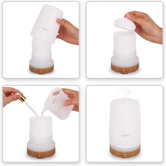 Aglaia - essential oil diffuser - timer settings - LED lighting