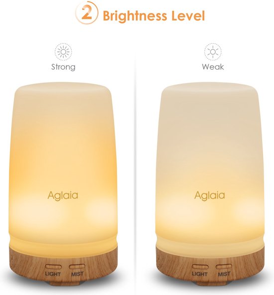 Aglaia - essential oil diffuser - timer settings - LED lighting