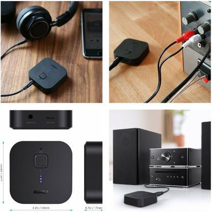 Aukey BR-C1 - Bluetooth Audio Receiver - Dual Device Link - 18 uur speeltijd - Zwart