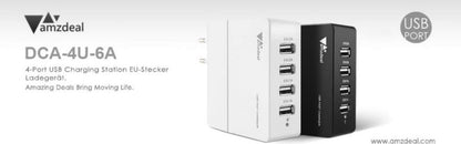 Aukey AMZDEAL DCA-4U-6A, 4 poorts USB-wandlader, USB-laadstation Compatibel met Samsung Galaxy , iPhone , iPad Pro / Air, LG, Nexus, Android-smartphone en meer