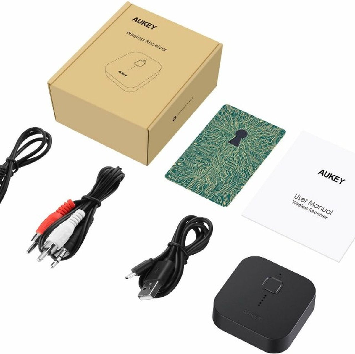 Aukey BR-C1 - Bluetooth Audio Receiver - Dual Device Link - 18 uur speeltijd - Zwart