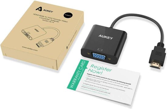 Aukey - HDMI naar VGA - VGA kabel - 1080P - Zwart