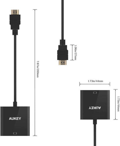 Aukey - HDMI naar VGA - VGA kabel - 1080P - Zwart