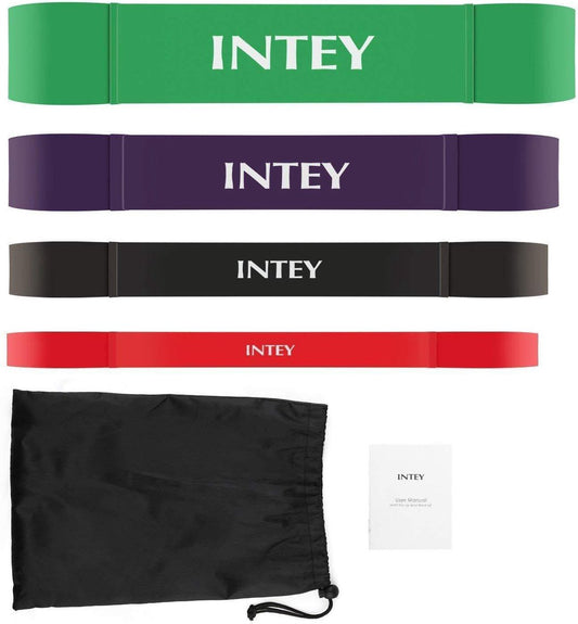 INTEY - Weerstandbanden set - 4 stuks - Pull-up Assist Band Oefeningsweerstandsband - Voor krachttraining, stretching, aerobics, crossfit, pilates, yoga