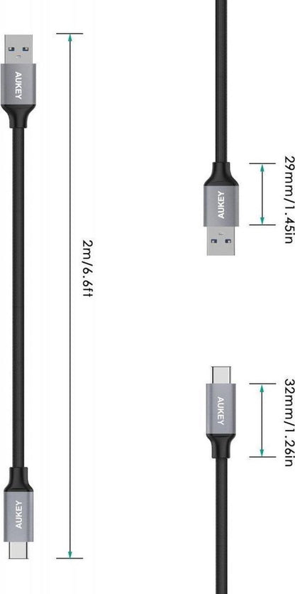 Aukey USB-C cable CB-CD3 - 2m - Black