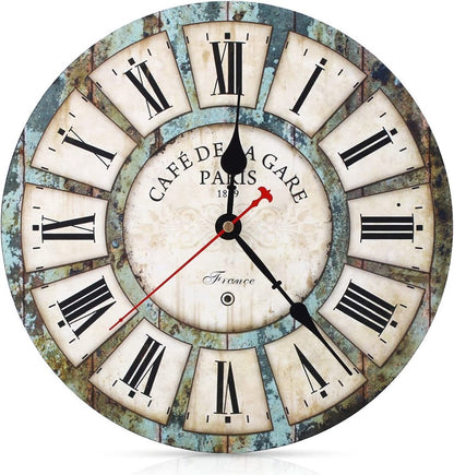 Wall Clock - Tuscan Style - Vintage French Paris Clock - Wooden - 30 cm