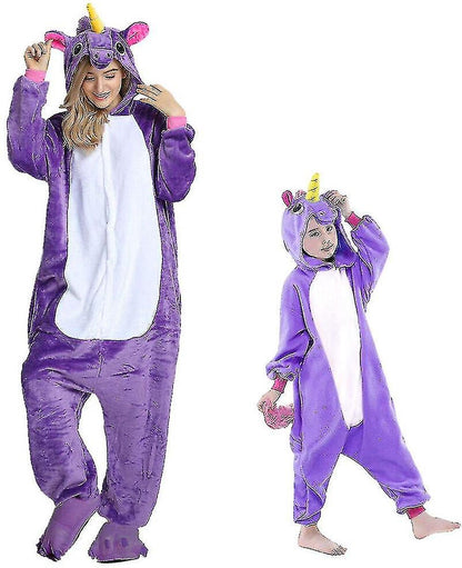 Cute Animal Onesie - Purple Unicorn - Size 115 (126-134) - Pajamas - Jumpsuit - Costumes - Pajamas - Sleepwear - Theme party - Fancy dress - Carnival clothing - Women - Men - Children - Halloween