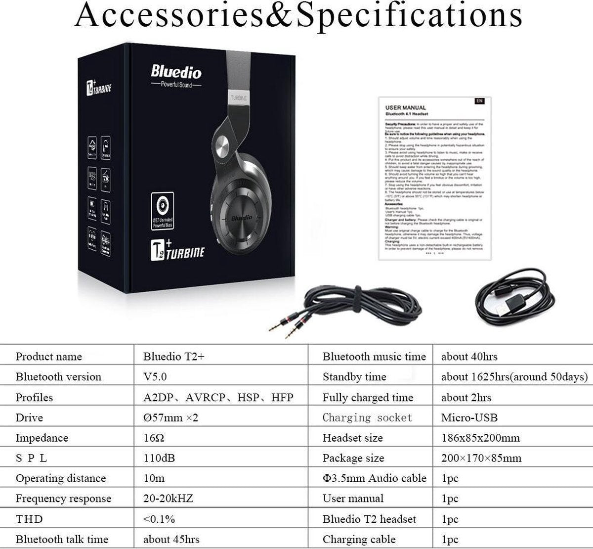 Bluedio T2S (Turbine 2 Shooting Brake) Bluetooth Stereo Headphone Wireless Headphone Bluetooth 4.1 On-Ear Headphone