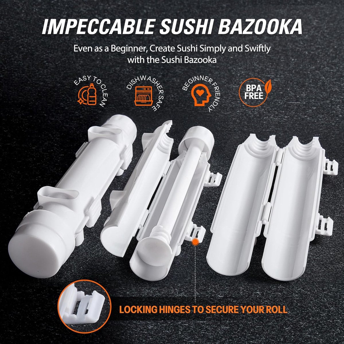 Sushi-maker, sushi bazooka sushi-set om zelf te maken voor beginners, rollerpers sushi-pistool sushi-gereedschap, complete sushi-set voor huishoudelijk gebruik verkrijgbaar