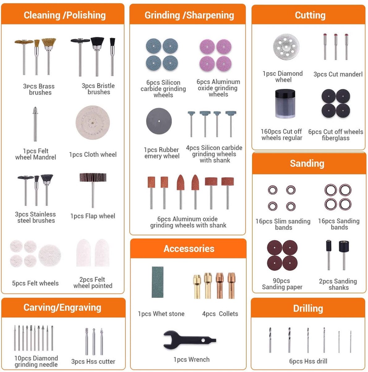 Tacklife ARTO2C accessory set for rotating tools