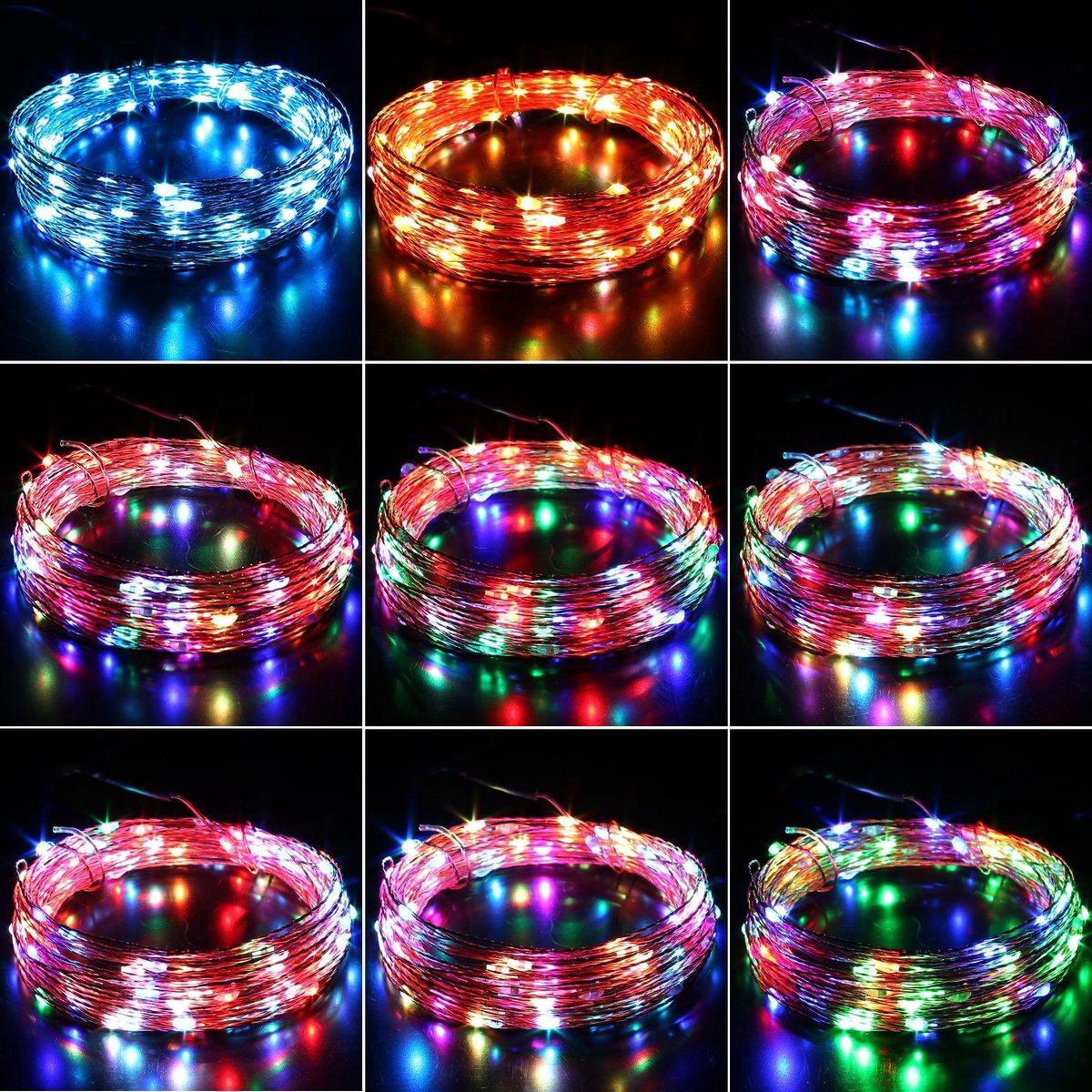 Aukey LT-SS3 - string lights - 10 positions - 10 meters - 100 LEDs - Christmas lights - remote control and color change possible - suitable for garden, wedding, party, indoors and outdoors (RGB)