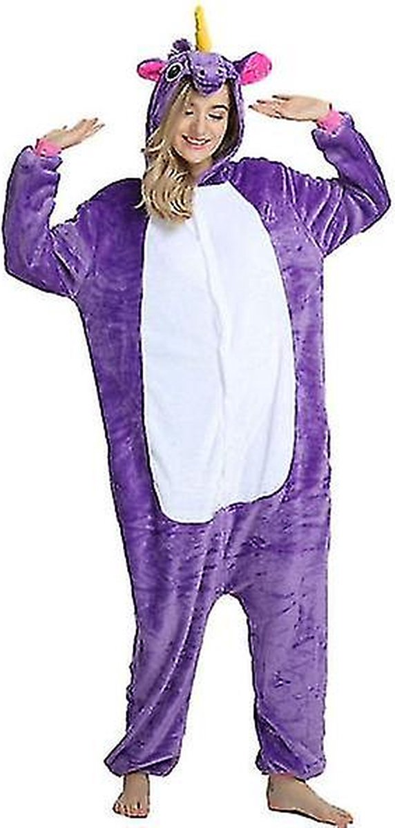 Cute Animal Onesie - Purple Unicorn - Size 115 (126-134) - Pajamas - Jumpsuit - Costumes - Pajamas - Sleepwear - Theme party - Fancy dress - Carnival clothing - Women - Men - Children - Halloween