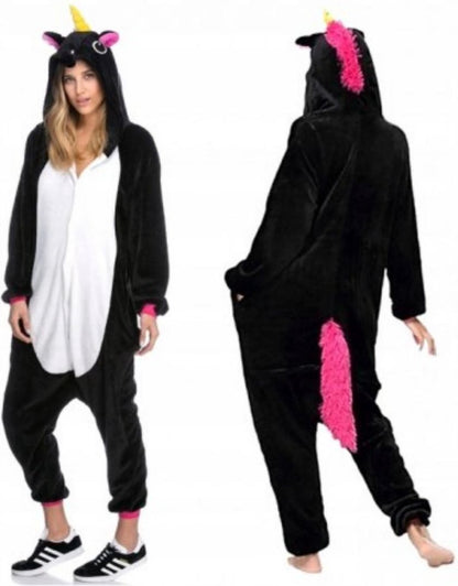 Leuke Zwarte Eenhoorn - Onesie - Maat M - geschikt voor 160-167cm - Pyjama - Jumpsuit - Kostuums - Pyjama's - Nachtkleding