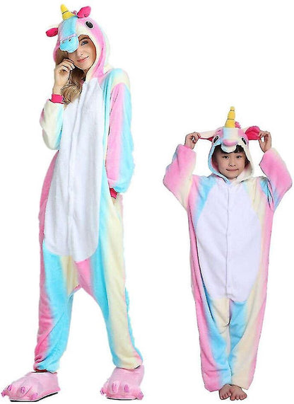 Cute Colorful Unicorn Onesie - Size M (158-166cm) - Pajamas - Jumpsuit - Costumes - Pajamas - Sleepwear - Theme party - Fancy dress - Carnival clothing - Women - Men - Children - Adults - Halloween