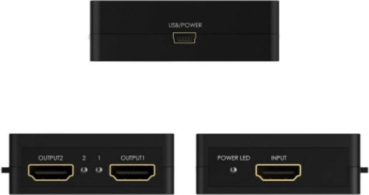 Aukey HA-H01 1x2-poorts HDMI 1.3b mini-splitter, zwart