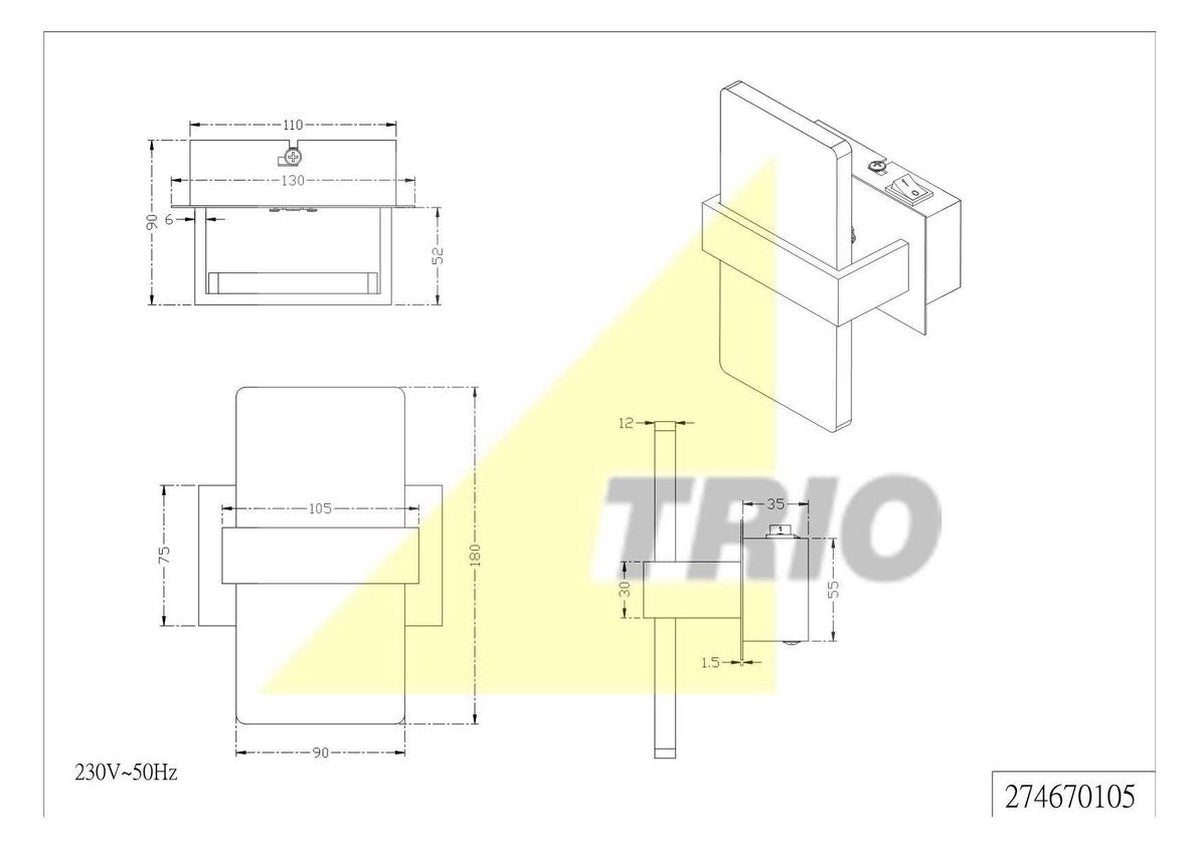 Wall lamp Trio Leuchten Platon - Aluminum