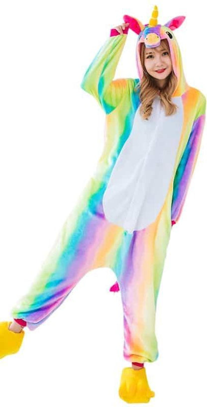 Eenhoorn Onesie Regenboog Verkleedkleding - Volwassenen & Kinderen - XS (1.40 - 1.46 cm)