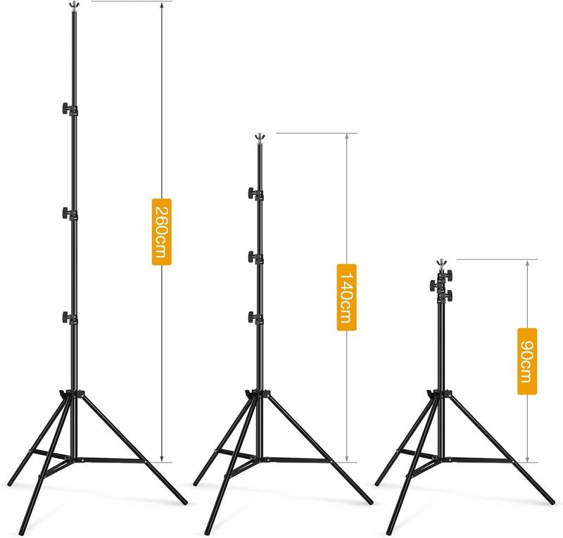 OMBAR LN-B003 -2,6 x 3M fotografie-achtergrondstandaard - voor portretten, productfotografie en video-opnamen - verstelbare fotostandaard - wordt geleverd met 4 achtergrondclips en 2 zandzakken