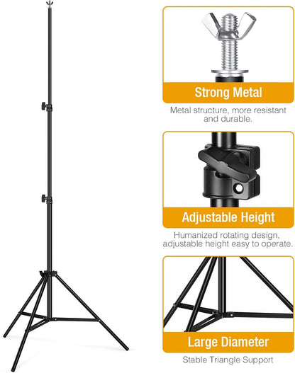 OMBAR YX-2030-1 Verstelbare foto-achtergrondstandaard - 2x3m - Voor portretten, productfotografie en video-opnamen - Telescopische fotostandaard met 4 achtergrondclips en 2 zandzakken