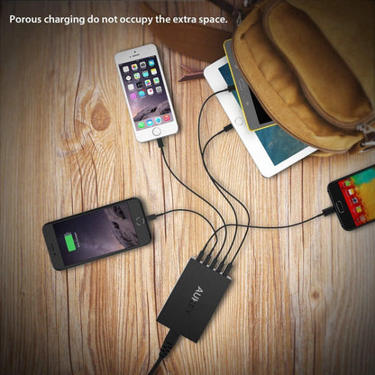 Aukey PA-U33 5-Port 50W 10A USB Charger for iPhone/Android Smartphone/Tablet/Bluetooth Speaker etc. Black