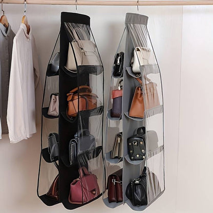 Hanging Handbag Organizer, Handbag Storage Organizer Wardrobe Handbag Organizer 8 Pockets Shelf Bag Handbag Storage Bag Purse Hanging Organizer Non-woven Hanging Closet Organizer