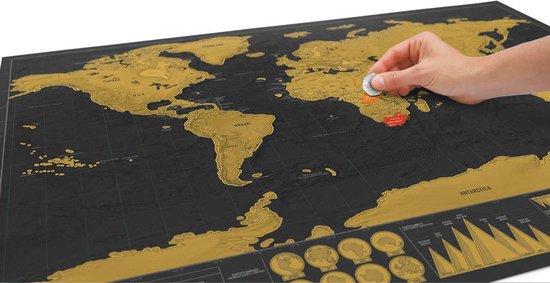 Fine Creations® - Wereldkaart kraskaart - XXL Wereld Kaart Kras - Kraskaart - 82 x 60 cm - Scratch Map - World Map - Travel - Reizen - Kras bezochte landen - Bucket List - met koker