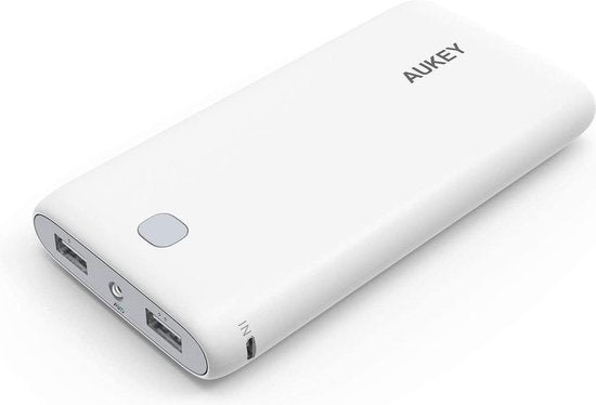 AUKEY Power Bank 20000 mAh, Portable Charger with 2 Outputs, Large Capacity External Battery with AiPower for iPhone, Samsung, Huawei, Xiaomi and More (White)