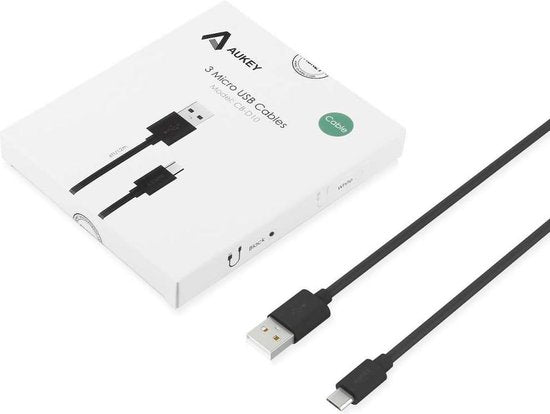 Aukey Micro USB kabel - 3 pack - lengte 120cm - Black