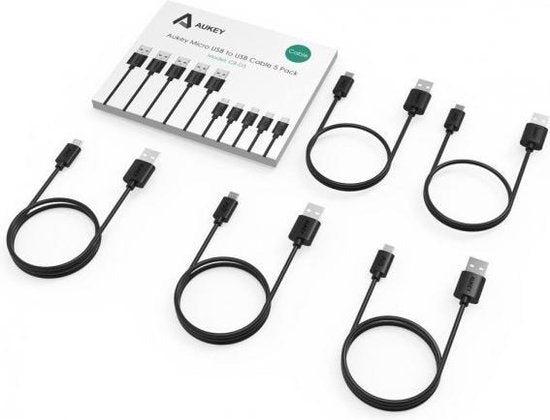 Aukey Micro USB kabel - 5 pack - Zwart