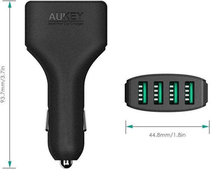 Aukey Autolader CC-01 - 4 USB poorten 9.6A - AiPower Technologie- Zwart