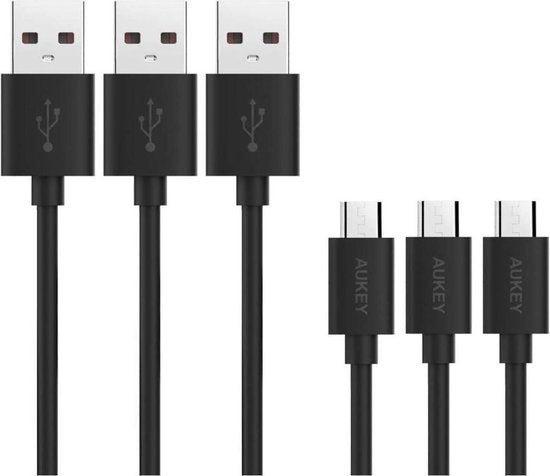 Aukey Micro USB kabel - 3 pack - lengte 120cm - Black