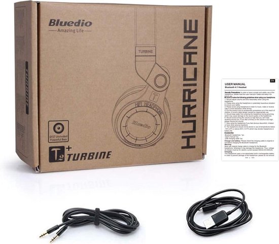 Bluedio T2 +, T2 Plus Turbine Draadloze Bluetooth-hoofdtelefoon met Mic / Micro SD-kaartsleuf / FM-radio