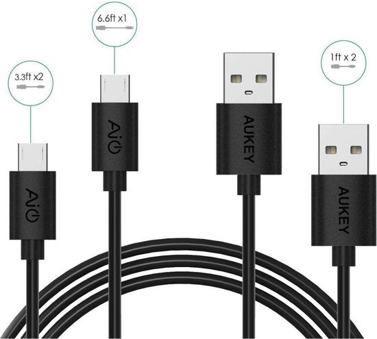 Aukey Micro USB kabel - 5 pack - Zwart