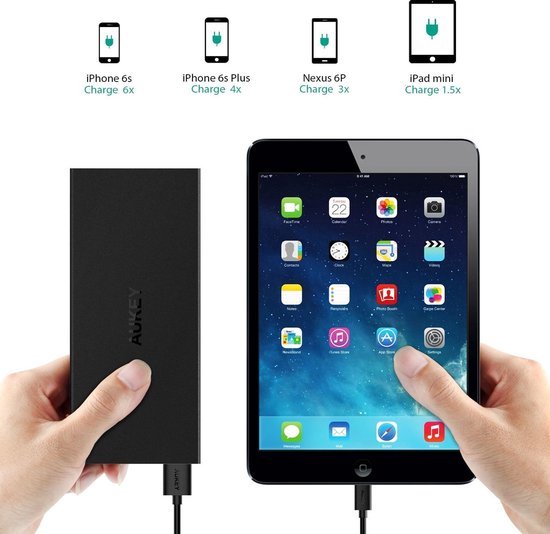 Aukey PB-T3 - 16000 mAh - Quick Charge techniek - 5V / 2.4A - Quick Charge uitgangen - geschikt voor diverse toestellen