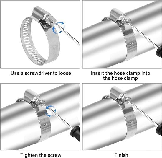 12 stuks slangklemmen 21-44 mm, slangklem van 304 roestvrij staal, sterke bescherming tegen roesten, hoogwaardige slangklemmen voor auto, motorfiets, boot, aquarium, grasmaaier