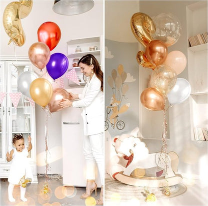 Glanzende metallic ballonnenset, heliumballonnen, 50 stuks, kleurrijke set van metallic ballonnen in 8 metallic kleuren, ballonnen voor verjaardag, bruiloft, vintage