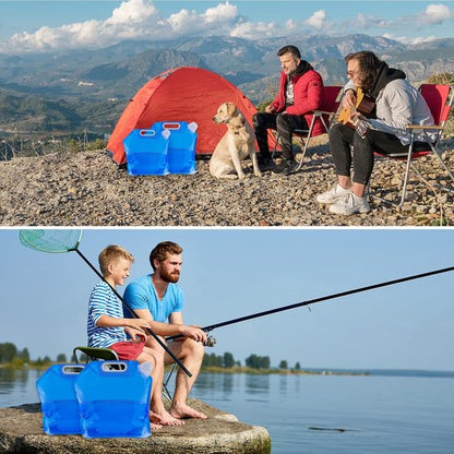 Water Canister, Foldable, Portable, Collapsible Drinking Water, 2 Pieces, 5/10 Liters, for Camping, Hiking, Picnics, Travel, BBQ