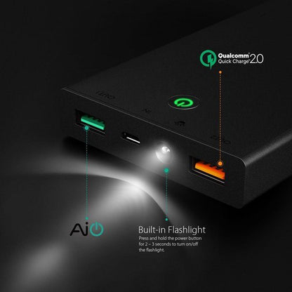 Aukey PB-T3 - 16000 mAh - Quick Charge techniek - 5V / 2.4A - Quick Charge uitgangen - geschikt voor diverse toestellen