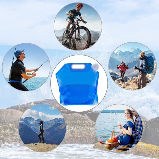 Water Canister, Foldable, Portable, Collapsible Drinking Water, 2 Pieces, 5/10 Liters, for Camping, Hiking, Picnics, Travel, BBQ