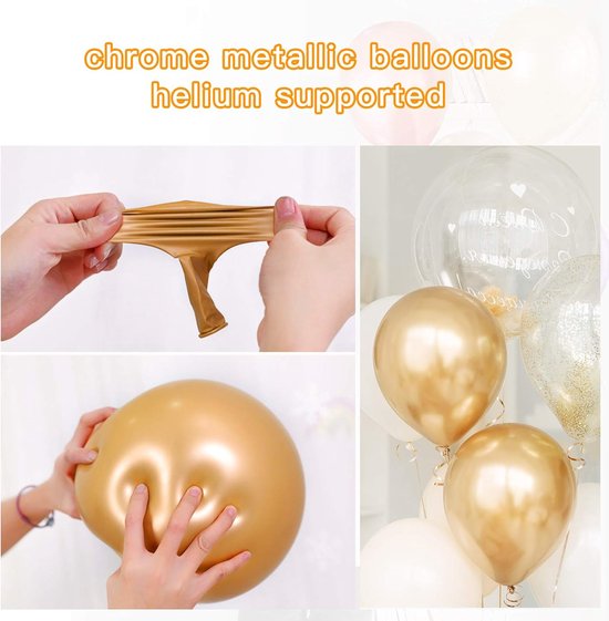 Glanzende metallic ballonnenset, heliumballonnen, 50 stuks, kleurrijke set van metallic ballonnen in 8 metallic kleuren, ballonnen voor verjaardag, bruiloft, vintage