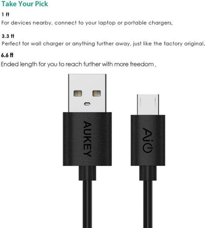 Aukey Micro USB kabel - 5 pack - Zwart