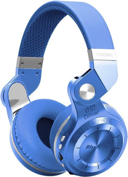 Bluedio T2+, T2 Plus Turbine Wireless Bluetooth Headphones with Mic/Micro SD Card Slot/FM Radio (Blue)