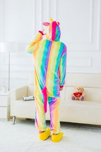 Eenhoorn Onesie Regenboog Verkleedkleding - Volwassenen & Kinderen - XS (1.40 - 1.46 cm)