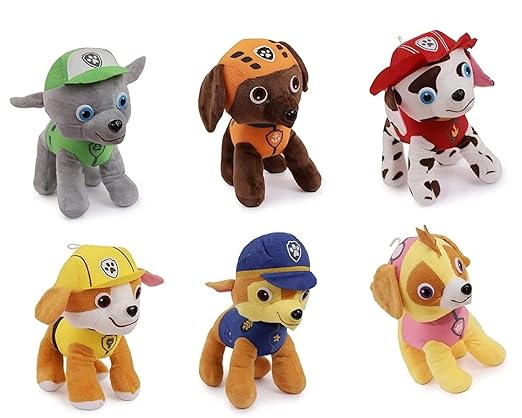 Paw Patrol Pluchen Speelgoed Set van 6 – Schattige Actiehond Knuffels-Zachte Speelkameraad en Decoratie voor Kinderen (20 cm)