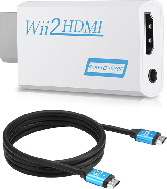 Wii naar HDMI-converter - Rybozen Wii naar HDMI-adapter - 1080P, 720P-poorten Uitvoer video en 3,5 mm audio - Ondersteunt alle Wii-weergavemodi - Snelheidsverhoging van 1 m - HDMI-kabel voor Wii-display