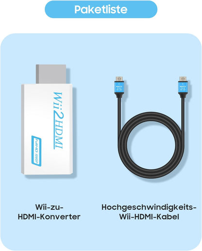 Wii naar HDMI-converter - Rybozen Wii naar HDMI-adapter - 1080P, 720P-poorten Uitvoer video en 3,5 mm audio - Ondersteunt alle Wii-weergavemodi - Snelheidsverhoging van 1 m - HDMI-kabel voor Wii-display