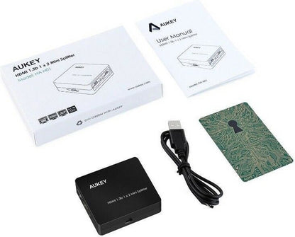 Aukey HA-H01 1x2-poorts HDMI 1.3b mini-splitter, zwart