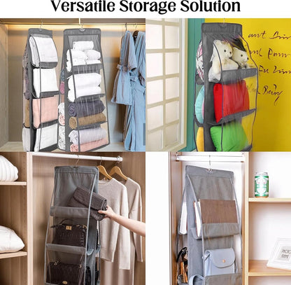 Hanging Handbag Organizer, Handbag Storage Organizer Wardrobe Handbag Organizer 8 Pockets Shelf Bag Handbag Storage Bag Purse Hanging Organizer Non-woven Hanging Closet Organizer